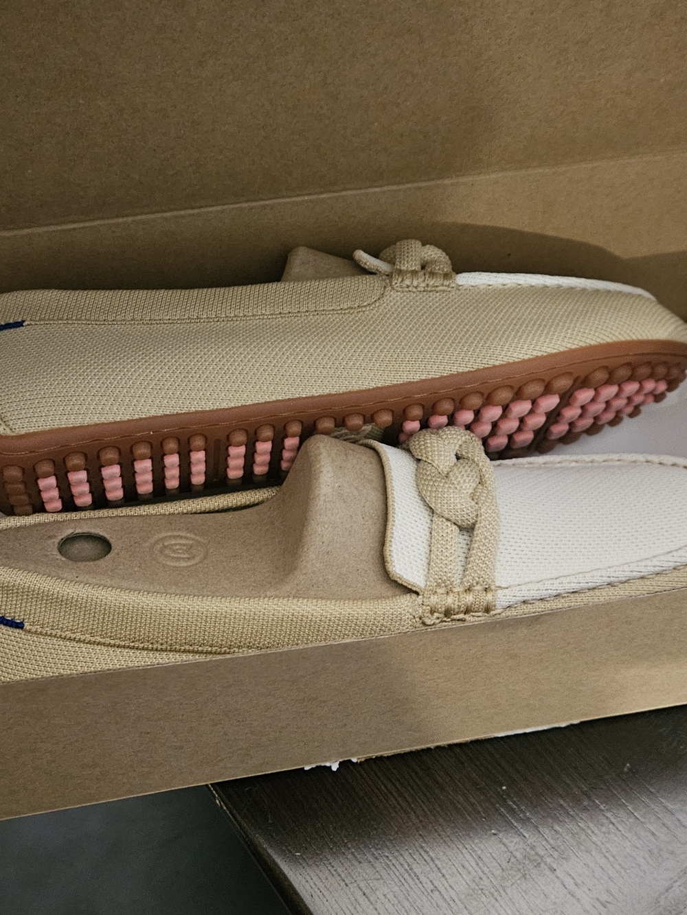 Rothy's The Braid Driver Loafers in Cappuccino with Pink Insole - Picture 2 of 6